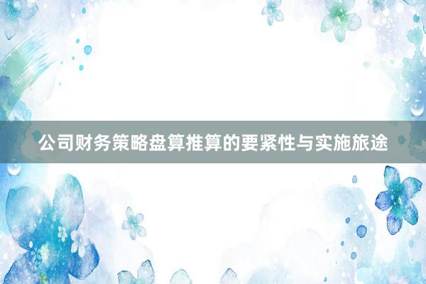 公司财务策略盘算推算的要紧性与实施旅途
